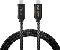 j5create - USB4 40Gbps Full-Featured USB-C Coaxial Cable for Mac, PC and More - Black - Large Front