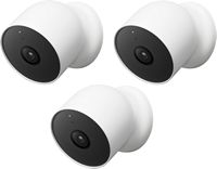 Google - Nest Cam 3 Pack Indoor/Outdoor Wire Free Security Cameras - Snow - Large Front