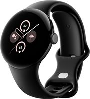 Google - Pixel Watch 2 Matte Black Smartwatch with Obsidian Active Band Wi-Fi - Matte Black - Large Front