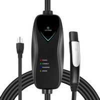 Lectron - Tesla Level 1 NEMA 5-15 Electric Vehicle (EV) Charger - up to 15A- 16' - Black - Large Front