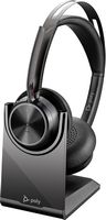 Poly - Voyager Focus 2 Wireless Noise Cancelling On-Ear Headset with Charge Stand - Black - Large Front