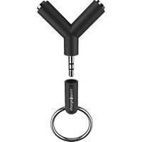 Chargeworx - 2-Way Headphone Splitter Adapter - Black - Large Front