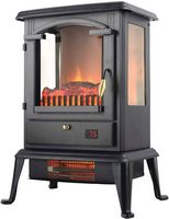 Lifesmart - 3 Sided Flame View Infrared Heater Stove - Black - Large Front