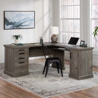 Sauder - Aspen Post L-Desk 66 X 66 Pp A2 - Pebble Pine - Large Front