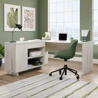 Sauder - Porto Palma Desk With Credenza A2 - SGS Laminate Haze Acacia - Large Front