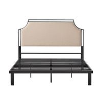 Walker Edison - Traditional Metal Upholstered Queen Bedframe - Tan - Large Front