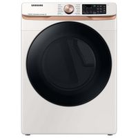 Samsung - Open Box 7.5 Cu. Ft. Stackable Smart Electric Dryer with Steam and Sensor Dry - Ivory - Large Front