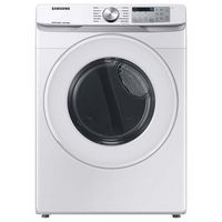 Samsung - Open Box 7.5 Cu. Ft. Stackable Smart Gas Dryer with Sensor Dry - White - Large Front