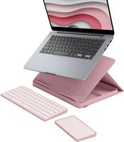 Logitech - Casa Pop-Up Desk Work From Home Kit Compact Wireless Keyboard, Touchpad and Laptop Sta... - Large Front