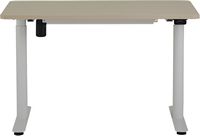 Steelcase - AMQ Sit-to-Stand Desk - White Base Light Oak Top - Large Front