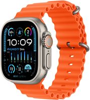 Apple Watch Ultra 2 GPS + Cellular 49mm Titanium Case with Orange Ocean Band - Titanium (AT&T) - Large Front