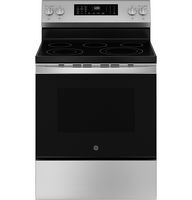 GE - 5.3 Cu. Ft. Freestanding Electric Convection Range with Steam Cleaning and EasyWash Tray - S... - Large Front