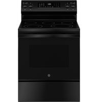 GE - 5.3 Cu. Ft. Freestanding Electric Convection Range with Steam Cleaning and EasyWash Tray - B... - Large Front