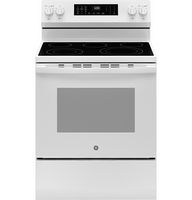 GE - 5.3 Cu. Ft. Freestanding Electric Convection Range with Steam Cleaning and EasyWash Tray - W... - Large Front