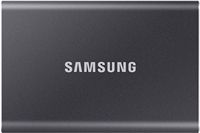 Samsung - T7 4TB External USB 3.2 Gen 2 Portable SSD with Hardware Encryption - Titan Gray - Large Front