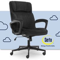 Serta - Hannah Upholstered Executive Office Chair with Pillowed Headrest - Charcoal Gray - Large Front