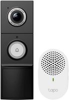 TP-Link - Tapo Battery/Wired Smart Video Doorbell 2K 5MP with Chime - No Monthly Fees - Black/White - Large Front