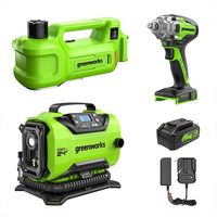 Greenworks - 24V Cordless Tire Change 3 Piece Combo Kit with 4.0Ah Battery & Charger - Green - Large Front