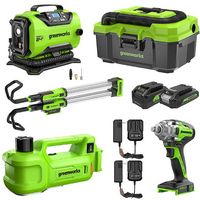 Greenworks - 24V Cordless Premium Car 5 Piece Combo Kit with 2.0Ah and 4.0Ah Batteries & (2) Char... - Large Front