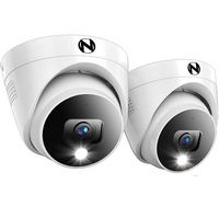 Night Owl - 2-Camera Indoor/Outdoor Add On Wired 2K Security Dome Cameras with 2-Way Audio - White - Large Front
