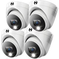 Night Owl - 4-Camera Indoor/Outdoor Add On Wired 4K Security Dome Cameras with 2-Way Audio - White - Large Front