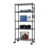 TRINITY - 5-Tier | 36x18x72 | Commercial Wire Shelving | NSF | w/ Sidebar & Wheels | - Black - Large Front