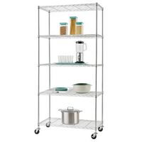 TRINITY - BASICS EcoStorage 5-Tier | 36x18x72 | Wire Shelving | NSF | w/ Wheels | - Chrome - Large Front