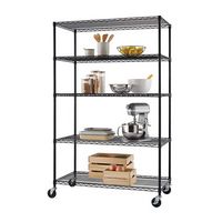 TRINITY - 5-Tier | 48x24x72 | Commercial Wire Shelving | NSF | w/ Wheels | - Black - Large Front