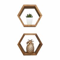 TRINITY - DRAKESTONE | Hexagon Shelves | 2-Pack | - Walnut - Large Front