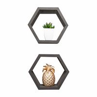 TRINITY - DRAKESTONE | Hexagon Shelves | 2-Pack | - Black - Large Front