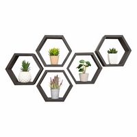 TRINITY - DRAKESTONE | Hexagon Shelves | 5-Pack | - Black - Large Front