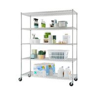 TRINITY - BASICS EcoStorage 5-Tier | 60x24x72 | Wire Shelving | NSF | w/ Wheels | - Chrome - Large Front