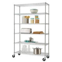 TRINITY - BASICS EcoStorage 6-Tier | 48x18x72 | Wire Shelving | NSF | w/ Wheels | - Chrome - Large Front