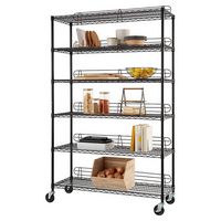 TRINITY - 6-Tier | 48x18x72 | Commercial Wire Shelving | NSF | w/ Backstands & Wheels | - Black - Large Front