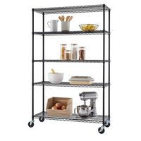 TRINITY - 5-Tier | 48x18x72 | Outdoor Commercial Wire Shelving | NSF | w/ Wheels | - Black Epoxy - Large Front