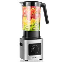 Costway - 1500W 5 Speed Countertop Smoothie Blender with 5 Presets & 68oz Tritan Jar - Silver/Black - Large Front
