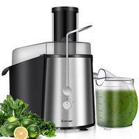 Costway - Electric Juicer Wide Mouth Fruit & Vegetable Centrifugal Juice Extractor 2 Speed - Blac... - Large Front