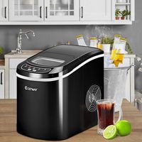 Costway - Portable Compact Electric Ice Maker Machine Mini Cube 26lb/Day - Black - Large Front