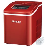 Costway - Portable Ice Maker Machine Countertop 26Lbs/24H Self-cleaning w/ Scoop - Red - Large Front