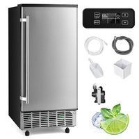 Costway - Built-in Ice Maker Free-Standing/Under Counter Machine 80lbs/Day w/ Drain Pump - Silver... - Large Front