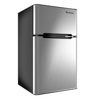 Costway - Refrigerator Small Freezer Cooler Fridge Compact 3.2 cu ft. Unit - Gray - Large Front