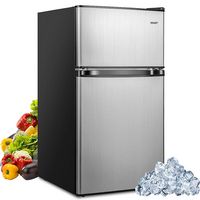 Costway - 3.2 Cu.Ft Mini Refrigerator with  Freezer Compact Fridge with  2 Reversible Door - Blac... - Large Front