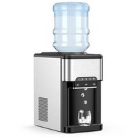 Costway - 3-in-1 Water Cooler Dispenser with Built-in Ice Maker w/ 3 Temperature Settings - Silve... - Large Front