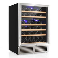 Costway - 24 Inch Wine Cooler 51 Bottles Dual Zone Wine Refrigerator Built-In Freestanding - Blac... - Large Front