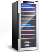 Costway - 43 Bottle Wine Cooler Refrigerator Dual Zone Temperature Control w/ 8 Shelves - Black - Large Front