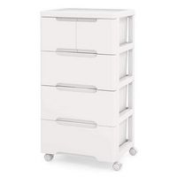 Costway - 1 PCS 5-Drawer Plastic Rolling Storage Cart with 4 Universal Wheels Dresser Cabinet - W... - Large Front