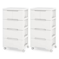 Costway - 2 PCS 5-Drawer Plastic Rolling Storage Cart with 4 Universal Wheels Dresser Cabinet - W... - Large Front