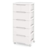 Costway - 1 PCS 6-Drawer Plastic Rolling Storage Cart with 4 Universal Wheels Dresser Cabinet - W... - Large Front