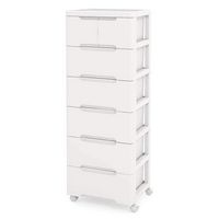 Costway - 1 PCS 7-Drawer Plastic Rolling Storage Cart with 4 Universal Wheels Dresser Cabinet - W... - Large Front