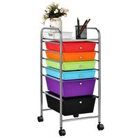 Costway - 6 Drawer Rolling Storage Cart Tools Scrapbook Paper Office Organizer - Multicolor - Large Front